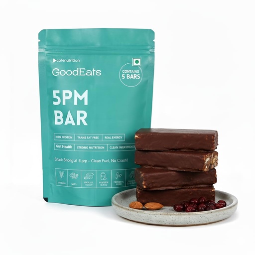 [BRSRGYY2AQFQA2AU] GoodEats 5PM Protein Bars | Oats & Jowar Bar with Nuts & Dates | 17.7g Protein (Per 50g) | Naturally Occuring Sugars | With Prebiotic Fiber | No Artificial Preservatives | 50g x 5