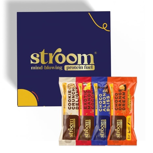 [BRSREEINCN7BGH3Z] STROOM Protein Bar Pack | Asoorted | 20g Protein Bar | 4 Bars