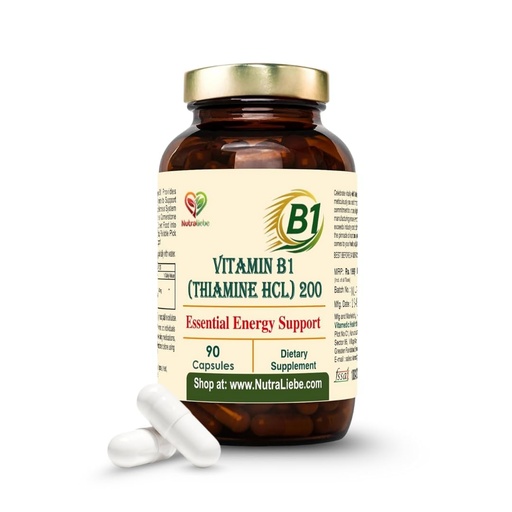 [BRSREBALAAHB6EL5] Vitamin B1 (Thiamine HCl) – High-Potency Energy & Nervous System Support | Promotes Metabolism, Heart Health & Brain Function | 90 Vegetarian Capsules | Non-GMO & Gluten-Free