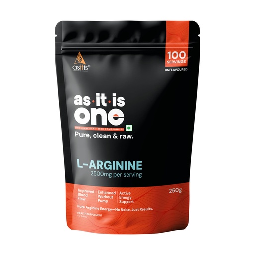 [BRSWGED6B55A2CQ2] AS-IT-IS One L Arginine, Unflavoured & Unsweetened, 250g - Supports Blood Flow, Nitric Oxide Production & Workout Performance