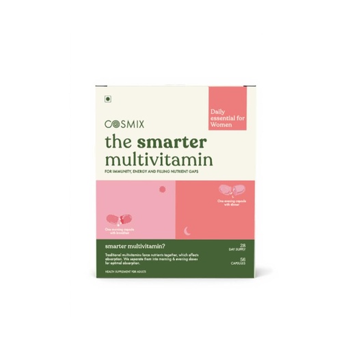 [BRSREFQYBMFWKE3X] Cosmix The Smarter Multivitamin Tablet for Women with Vitamin C, B12, D3 and Zinc | Smart Split System for Better Absorption | Supports Metabolism, Immunity and Hormonal Balance | 28 Day Supply, 56 Capsules