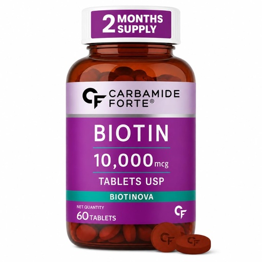 [BRSWGZABOAOR4CL6] Carbamide Forte Biotin Tablets for Hair Growth | Biotin Supplement - 60 Tablets | Hair Supplements for Women & Men