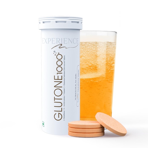 [BRSWYYIKOANAIFDX] Glutone 1000 Setria L-Glutathione Tablets for Radiant & Clear Skin | 600mg Premium L-Glutathione & Vitamin C | Skin glow Brightening Supplement | 15 Effervescent Tablets | Orange Flavor (Pack of 1)