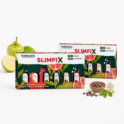 [BRSREZQTDMARSHY4] SLIMFIX - Ayurvedic Weight Loss Juice with 9 Herbs, Control Metabolism and Digestion, Natural Juice from Triphala, Turmeric & Dandelion, No Added Sugar (12 Bottles of 60ML Each, 12 days)