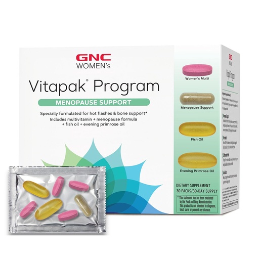 [BRSWYZITOAOWC3DU] GNC Women’s Menopause Support Vitapak Program, Complete Nutrition 4 Products in 1, Hot Flash Support, Hormonal Balance, Black Cohosh, Evening Primrose Oil, 30 Daily Packs