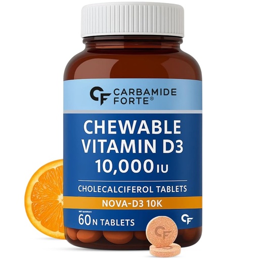 [BRSROGTYOAPBUH3Z] Carbamide Forte Vitamin D3 Tablets 10000 IU | Vitamin D Supplements For Women & Men - Cholecalciferol | Vitamin D Tablets For Bones & Immune Health | Raspberry Flavoured - 60 Tablets