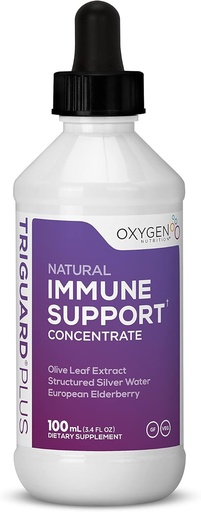 [BRSWKFAQA54BECYZ] Triguard Plus Concentrate | Colloidal Silver, Sambucus Elderberry Extract & Olive Leaf Extract, 3-in-1 Liquid Immune Support | Powerful Immune System Booster | Great Taste - 3.4oz / 100ml, Made in USA