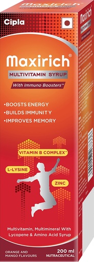 [BRSW2FQ5AF5RSA32] Cipla Maxirich Multivitamin Syrup | Boosts Immunity | Powerhouse of Vitamins & Minerals | 200 ml (Pack of 2)