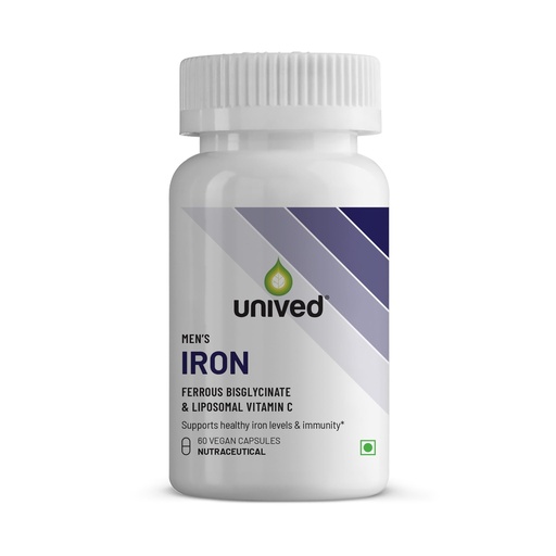[BRSW2ZQ7BUCAIH33] Unived Men’s Iron Supplement | 21mg Ferrous Bisglycinate + 80mg Liposomal Vitamin C | 100% RDA Iron & Vitamin C | High Absorption, Gentle on Stomach | Vegan | 60 Capsules