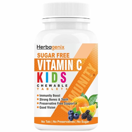 [BRSRMELYBYIRO3D3] Vitamin C Tablet For Kids With Amla, Bioflavonoids, Acai Berries, Ginger Powder & Zinc Supplements, Immunity Booster, Growth, Strong Bones, Teeth, Non Sticky Chewable Tablets – 60