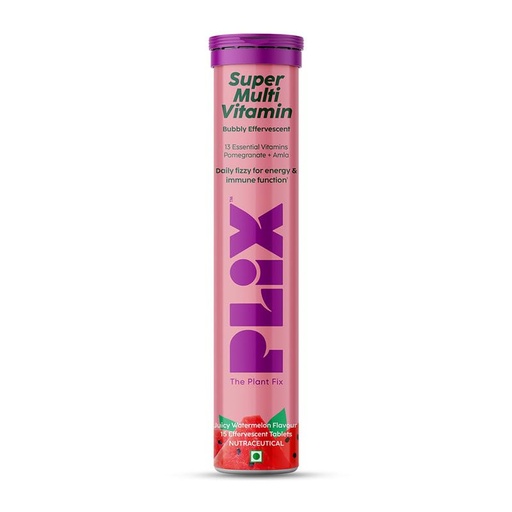 [BRSROZICCENB42TP] PLIX - THE PLANT FIX Multivitamin 15 Effervescent Tablets (Pack of 1, Juicy Watermelon) for Daily Nutrition | Strengthens Immune System, Energy, Enhanced Performance & Stamina, 100% RDA