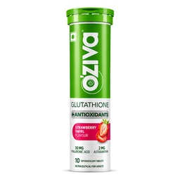 OZiva Bioactive Glutathione Tablets, Skin Glow, Strawberry Swirl, 10 Tabs