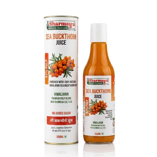 [BRSRYYAQBEPB6HTP] Sharmayu Sea Buckthorn Juice 500ml (Pack of 1) Rich in Vitamin C, Omega 3,6,7,9 & Antioxidants with No Added Sugar | Seabuckthorn Juice For Men & Women