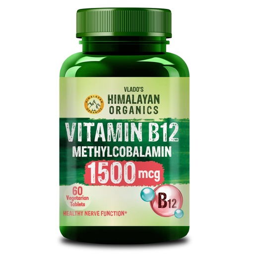 [BRSREYL3BMAQYFY2] Vlado's Himalayan Organics Vitamin B12 Tablets 1500 mcg - Active form of Methylcobalamin Vitamin B12 Supplements for Men & Women - 60 Veg Tablets
