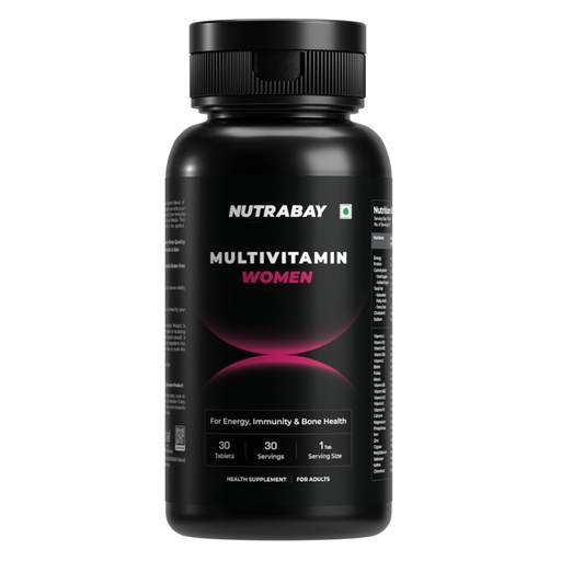 [BRSROGQ3BZ5RQ2TV] Nutrabay Pro Active Multivitamin for Women – Effective Doses of Iron, Vitamin A, B5, B6, C, D, E & K and Minerals – Immunity, Hair, Skin & Bone Support – 30 Tablets | RDA Dosage | Purity Tested