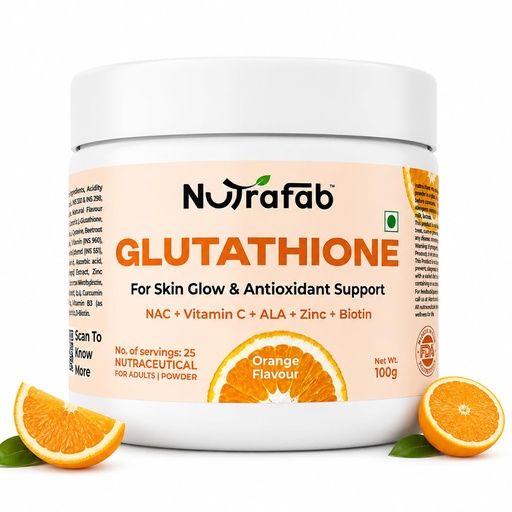 [BRSRGCYPAR4GYCQU] Glutathione Supplements Powder | High Absorption for Skin Glow, Anti-Aging, Even Skin Tone & Antioxidant Support | glutathione Powder with Vitamin C, ALA, Zinc & Biotin | Orange | 100g