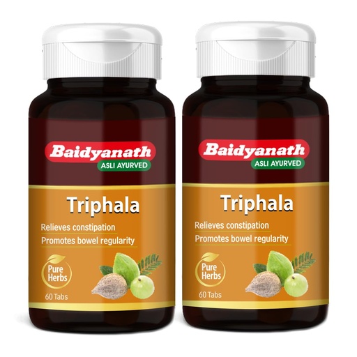 [BRSREEIBOUNRQETK] Baidyanath Triphala - 60 Tablets (Pack of 2) | Ayurvedic Blend of Amla, Haritaki & Baheda | Supports Digestion & Gut Health |
