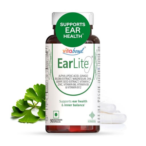 [BRSRGGAPB4BAEHQ7] EarLite Capsules | Advanced Inner Ear Health & Balance Support with Ginkgo Biloba, Magnesium, DHA (from Algae), Alpha Lipoic Acid & B-Vitamins | 90 Capsules