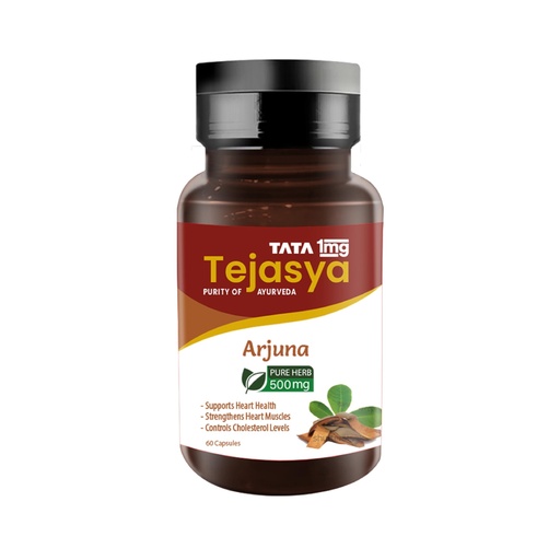 [BRSRMHD2CIMWY2TK] Tata 1mg Tejasya Arjuna Capsule 500mg, Supports Heart Health, Pack of 60 capsules