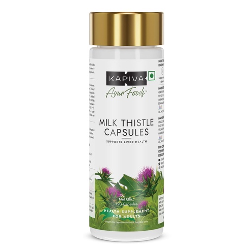 [BRSRAAYNA4CGG334] Kapiva Milk Thistle Capsules (120N) | With 70% Silymarin | Supports Liver & Immune System | Vegan, Preservative-Free | Liver Detox Supplement