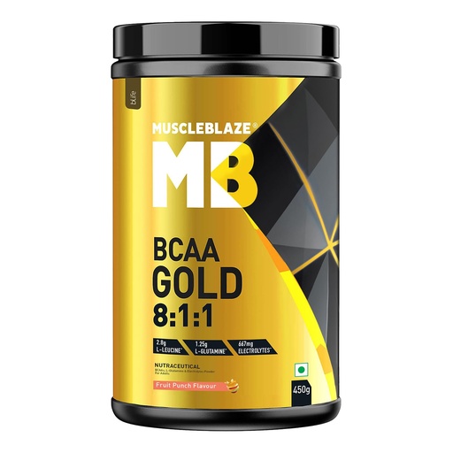 [BRSWYYAEAQPA2C3L] MuscleBlaze BCAA Gold 8:1:1 Powder, Fruit Punch, 450g