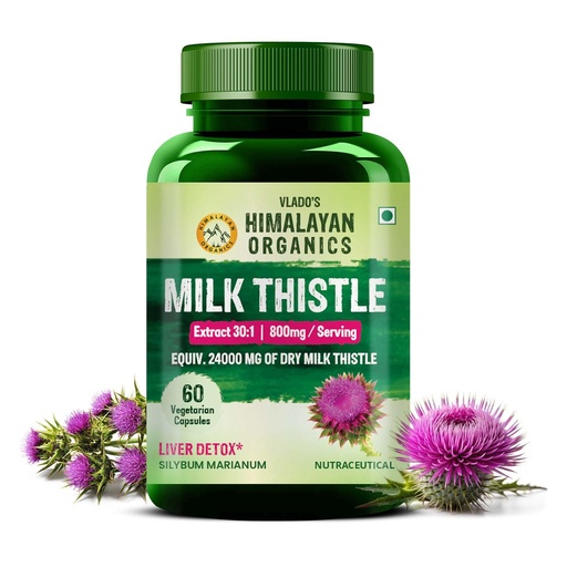 [BRSROZY3OZ5WKCIV] Vlado's HIMALAYAN ORGANICS Milk Thistle Extract With 800Mg Of Silybum Marianum Detox Supplement For Men And Women For Healthy Liver | Boost Metabolism And Maintain Cholesterol level - 60 Vegetarian Capsules