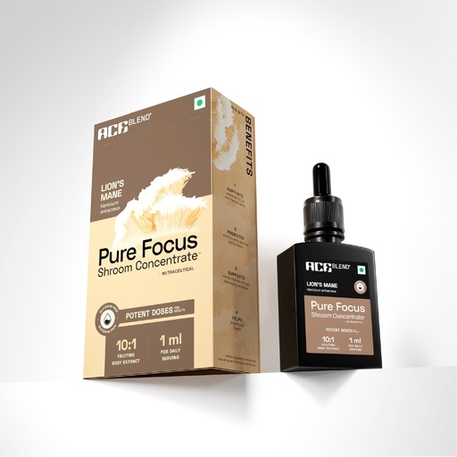 [BRSRGBLRBYNB4AIZ] Ace Blend Energy Shroom Concentrate | Lion's Mane Mushroom Extract Liquid | 30ml, 30 servings | 10:1 Concentrate | Ultrasonic Extracted Mushroom Blend | Daily Supplement | Enhances Cognition & Memory