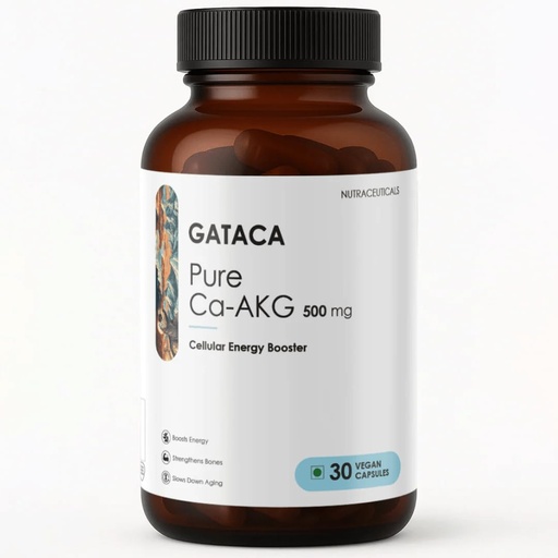 [BRSRGGIHCAPAEH3P] GATACA Pure Ca-AKG 500 mg Capsules for Cellular Energy & Healthy Aging | Calcium Alpha Ketoglutarate Supplement | Supports Mitochondrial Energy, Longevity & Vitality | 30 Vegan Capsules