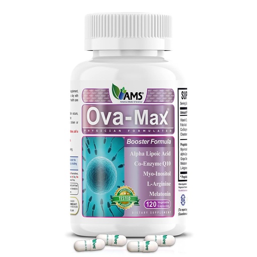 [BRSWGYITO4NA4GYV] America Medic & Science OVA-Max Prenatal Vitamins for Women (120 Capsules) Boosts Fertility and Ovulation | Pregnancy Aid and Female Preconception Supplements with CoQ10, Folic Acid, and Myo-Inositol