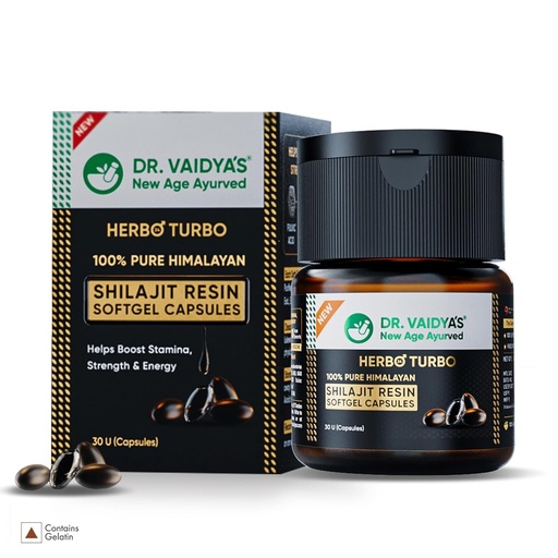 [BRSRMBD6O56AM2T3] Dr. Vaidya's Pure Himalayan Shilajit Resin Softgel | >75% Fulvic Acid, >5% Humic Acid & 80+ Trace Elements | Boosts Energy, Stamina & Endurance | 100% Pure & Lab-Tested | 30 Capsules (Pack of 1)