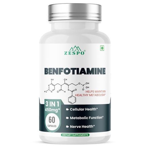 [BRSROBDYO5YBY2T5] Zespo Benfotiamine 450mg Vitamin B1 with Alpha Lipoic Acid, 60 Capsules