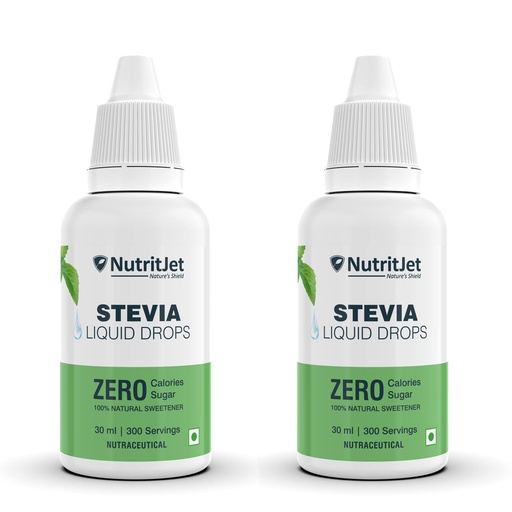 [BRSROZDQA5YWKE3L] NutritJet Natural Stevia Liquid Drops - 30ml | Zero Calorie Sugar-Free Sweetener Pack of 2