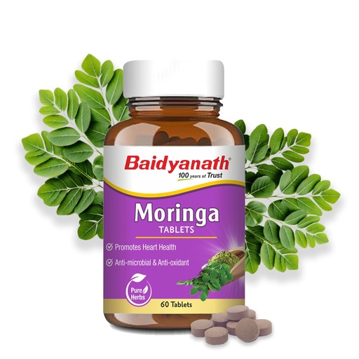 [BRSRMYY7AUHGGGT3] Baidyanath Ayurved Moringa Tablets 60 Tabs | Drumstick Leaf Tablets| Helpful in Overall Health and Wellness and Gut Balance