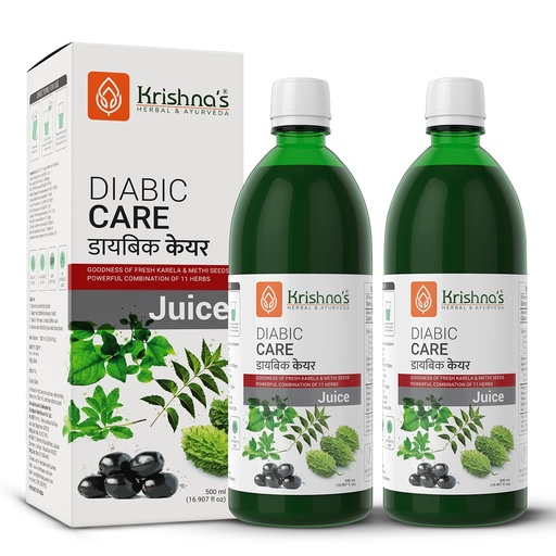 [BRSWGCAPAAMAAHY6] Krishna's Diabic Care Juice - 500 ml (Pack Of 2) | Blend Of 11 Herbs Methi, Amla, Karela, Jamun, Kutki, Guduchi & 5 Other Herbs To Manage Sugar Levels, Clinically Proven