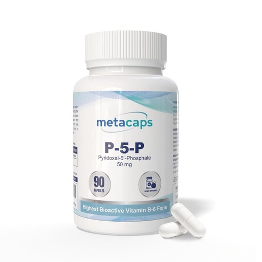 [BRSRGHAKDIIGEYD7] MetaCaps P5P Vitamin B6 – 90 Vegan Capsules | Bio-Active Coenzymated Pyridoxal-5-Phosphate for Maximum Absorption | Supports Nerve Health, Mood Balance & Energy Metabolism | Non-GMO, Gluten-Free