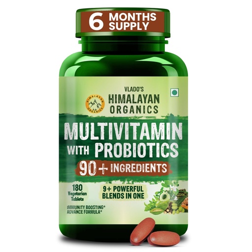 [BRSW2YA3O4NAACDK] Vlado's Himalayan Organics Immunity Multivitamin Tablet for Men & Women with Probiotic 90+Vital Nutrients and 9+ Probiotic blends for Increase Energy & Immunity - Boost stamina, Strength & Muscles and Overall Health I Best Multi vitamin for Men & Women- 180 Veg Tablets