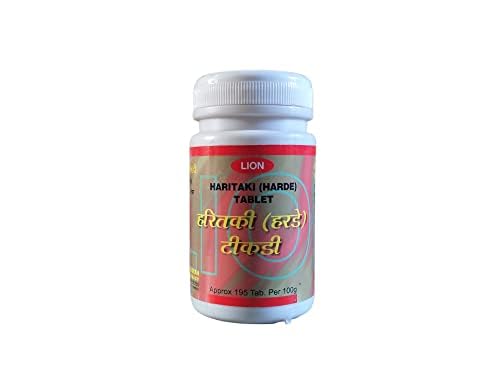 [BRSRAYAFBN4AACTJ] Lion Brand Harde (Haritaki) Tablet - Promotes Digestive Health (Pack of 1)