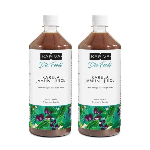 [BRSW2AQPOEHWOET4] Kapiva Karela Jamun Juice (2L) | Controls Blood Sugar Levels, Lowers Bad Cholesterol | Diabetic Care - Super Saver Pack of 2