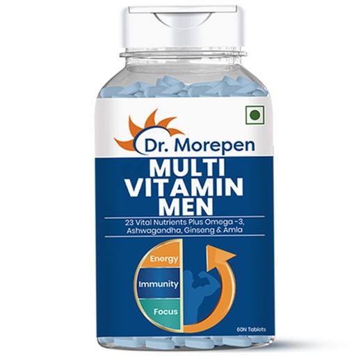 [BRSW2EICDF7AOF3F] Dr. Morepen Multivitamin For Men | Energy & Immunity Booster | 60 Tablets With Zinc, Vitamin C, Vitamin D3, minerals, Biotin & other nutrients For Energy, Stamina, Immunity, Gut, Heart, Bone & Muscle
