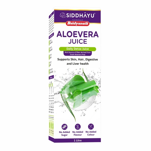 [BRSWYZDYDMCRG33H] Baidyanath Asli Ayurved Aloe Vera juice with Pulp, All Natural tonic for Immunity, Better digestion and Glowing Skin, 1000 ml