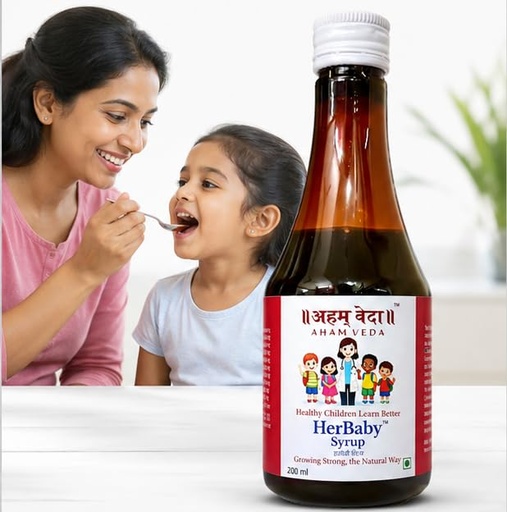 [BRSRGAA7OJ6WADYZ] HerBaby Kids Ayurvedic Appetite Tonic for Picky Eaters | Supports Hunger, Growth & Immunity | Ashwagandha + 9 Herbs | Herbal Syrup for Children | 200ml, by AhamVeda