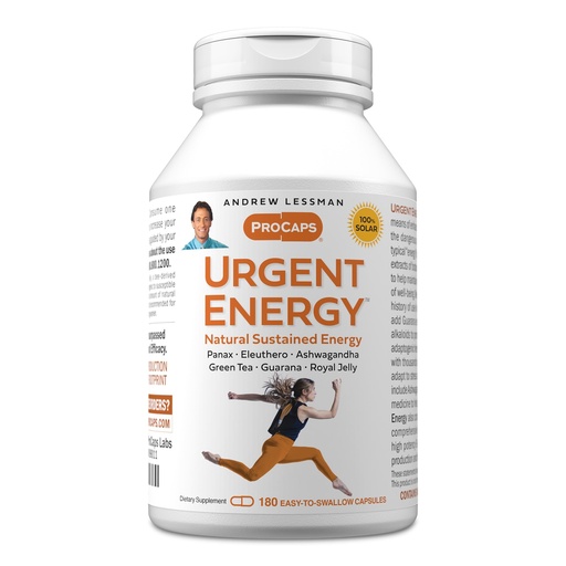 [BRSWG2YNDEJQACDH] ANDREW LESSMAN Urgent Energy 180 Capsules - Provides a Safe, Healthy Means of Enhancing Energy Levels and Feelings of Well-Being, Green Tea, Guarana, Ginseng, Royal Jelly, Ashwagandha, B-Complex