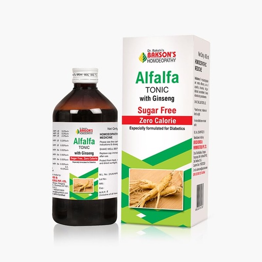 [BRSROBQECB5GG3IY] Dr. Bakshi's BAKSON'S HOMOEOPATHY ALFALFA TONIC WITH GINSENG (SUGAR FREE) - (450 ML)