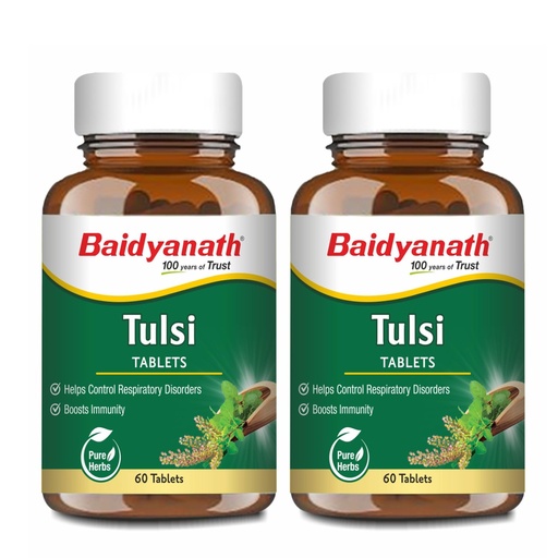 [BRSRAZYYCJ5AAYLD] Baidyanath Ayurved Tulsi Tablets - 120 Tab|Helps in Boosts Immunity | Helpful in Cough & Cold (Pack of 2)