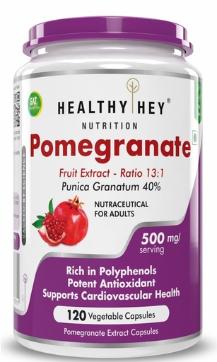 [BRSWGH3QBYBBQG34] HealthyHey Nutrition Pomegranate Fruit Extract 500mg- 120 Vegetable Capsules (120)