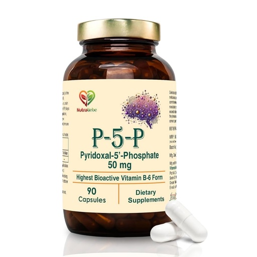 [BRSRAGQ6BAOR6CTD] P5P (Pyridoxal 5’- Phosphate) – Active Vitamin B6 for Energy, Brain Function, and Nervous System Support – 90 Capsules