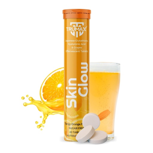 [BRSRAZL2B4BBYYD5] Skin Glow Japanese Glutathione Effervescent Tablets – Pack of 1 (20 Tablets) | 500mg L-Glutathione with Vitamin C & Hyaluronic Acid | Tangy Orange Flavor Skin Glow Supplement for Clear, Radiant Skin