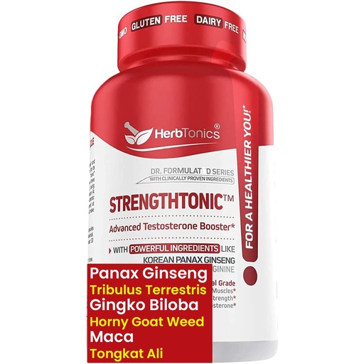 [BRSWGCTRDN4AMEYU] Herbtonics Testosterone Support Supplement for Men - Korean Panax Ginseng & Tribulus Terrestris - Supports Healthy Energy, Strength & Stamina - 60 Vegan Capsules