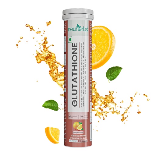 [BRSRAAT3DFYBECDZ] Neuherbs Glutathione 600mg - 15 Effervescent Tablets For Healthy & Glowing Skin | L-Glutathione Tablet, Liposomal glutathione with resveratrol, Vitamin C & E For Skin Glow, Hydration & Anti Pigmentation | Orange Flavour