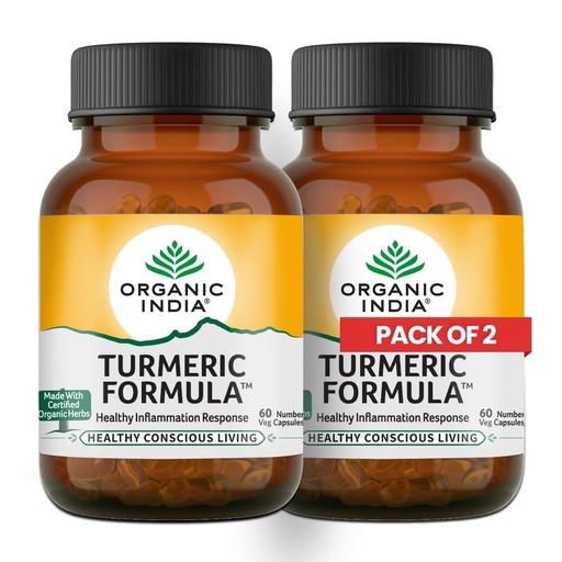 [BRSWGZQPDMMWADQV] A TATA Product - Organic India Turmeric Formula - 60 Veg Capsules (Pack of 2), Natural Anti-Inflammatory, Enhance Immunity, Liver Functions, Improves Metabolism, Skin, Bone & Joint Health